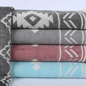Personalized Towel, Turkish Towel, Beach Towel, Geometric Towel, 40x71 Inches Cotton Towel, Monogrammed Towel, Gym Peshtemal,