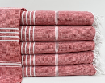Red Towel, Turkish Towel, Turkish Beach Towel, 40x70, Turkish Bath Towel, Pool Towel, Bulk Order Towels, Tablecloth, Picnic Towel Bll-Sltn
