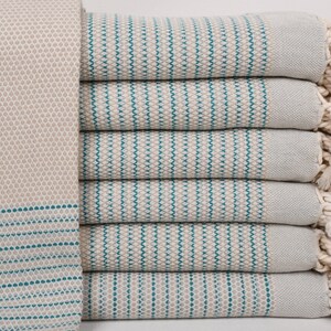 Personalized Turkish Beach Towel, Turkish Towel Beach, Beige-Turquoise Towel, Striped Bath Towel, 40x63 Inches Monogram Turkish Beach Towel,