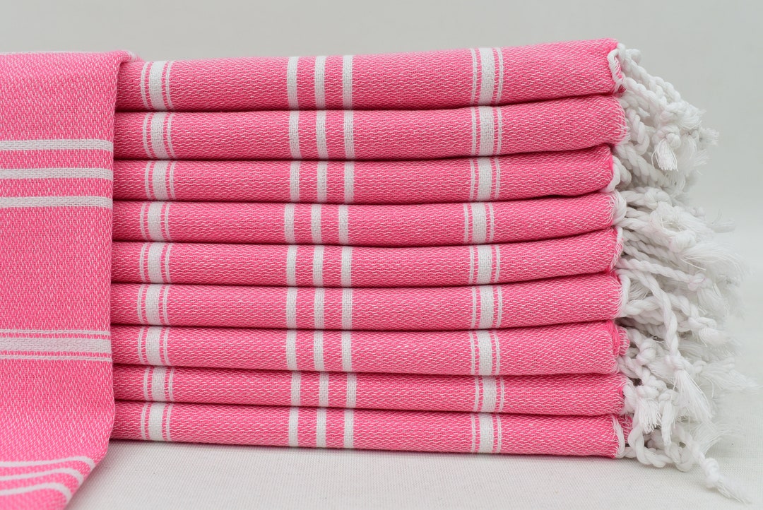 Turkish Hand Towel, 24x40 Inch, Pink Turkish Towel, Striped Towel