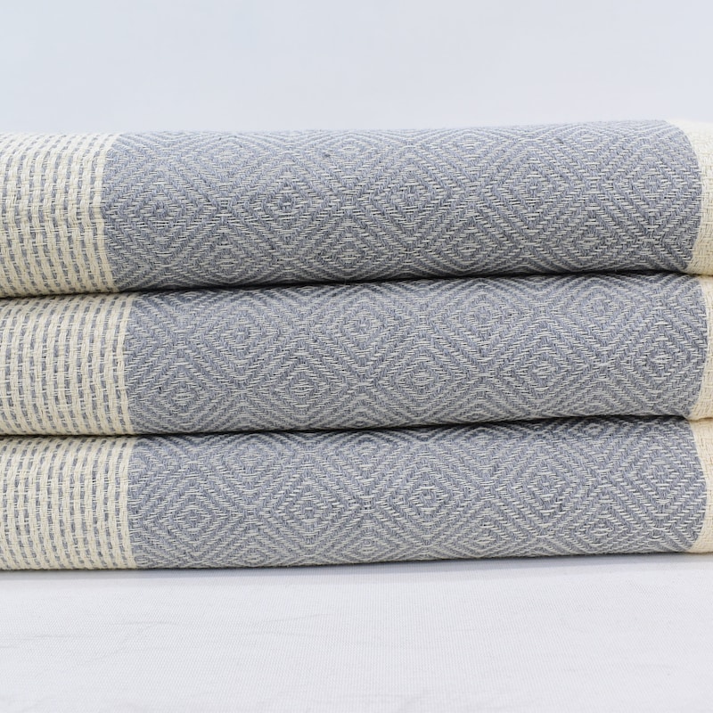 Throw Blanket, Turkish Blanket, Gray Diamond Blankets Bed Cover, Organic Cotton Towels, 79x90 Blanked , Bedding Blanket, Iso-Nfs-Pk