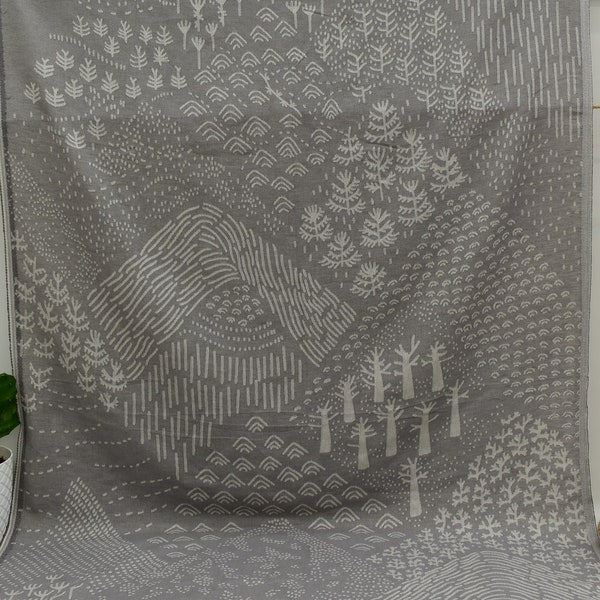 Toalla gris peshtemal turca de 40" x 70" o 100 x 180 cm, diseño de montaña por ambos lados, toalla de playa, toalla de baño, toalla étnica estampada, toalla Brc-Dgl