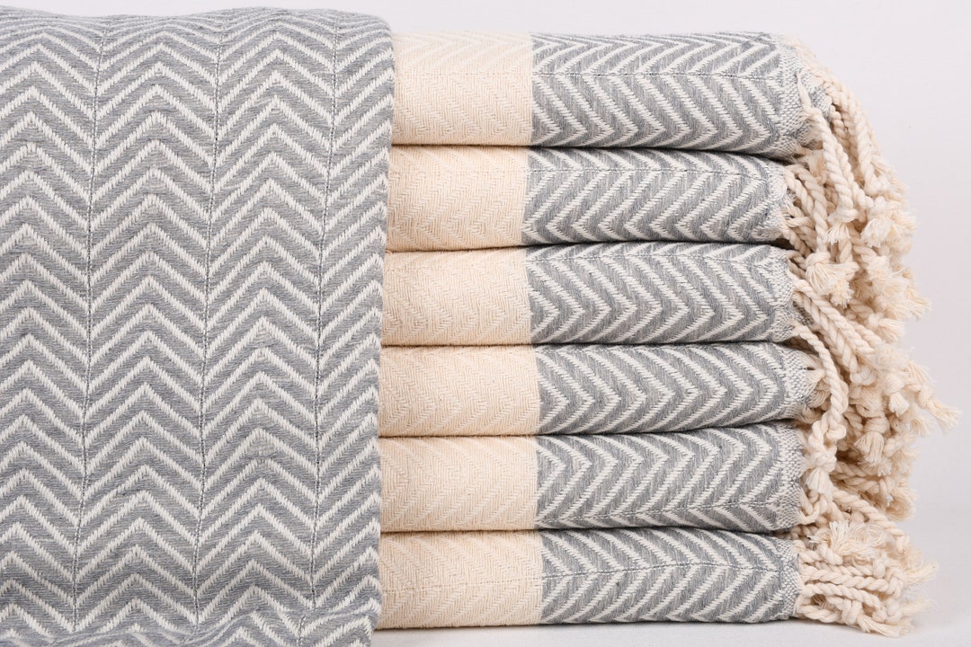 Turkish Bath Towel, Wedding Gift Towels, Light Gray Towel, Chevron ...