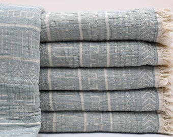 Yoga Blanket, Chic Bedspread, Turkish Blanket, Soft Bed Cover, Organic Sofa Cover, Gift Blanket, Cotton Blanket, 86&quot;x90&quot; Blanket, Shsr-Pk