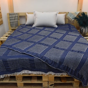 NAVY Turkish Blankets, Very SOFT Blanket,Throw Blankets, Waffle Blanket, 200x240 cm-78x94 inches,Yoga Blanket, Large Tablecloth Bll-Wfl-Pk