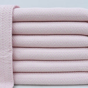 Beach Towel, Bridesmaid Towel, Turkish Peshtemal, Spa Towel, Gift Towel, Light Pink Towel, Diamond Towel, 40"x63" Bath Towel, Iso-BykElms