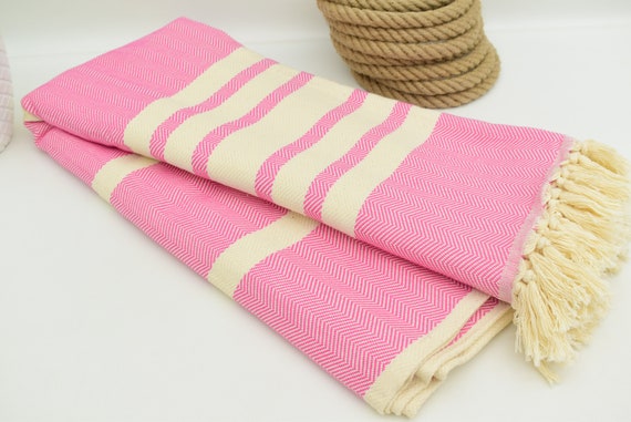 Pink Blanket Pink Beach Towel Large Throw Blanket 82x94inch or 210x240cm Turkish Blanket Chevron Patterned Cotton Blanket Bll blksrt pk Etsy Canada