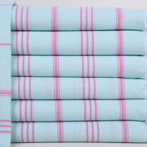 Monogram Tea Towel, Custom Embroidered Hand Towel, Mint-Pink Towel, Striped Towel, 24x40 Inches Gift For Him, Little Towel,