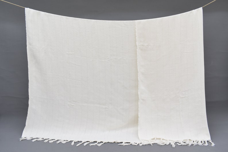 Turkish Blanket ,79x87 inch,Zigzag Towel, Off White Design Turkish Bed Blanket, Blanket, Wedding Blanket, Picnic Blanket,Bedcover Iso-Dml-Pk image 9