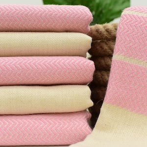 UNIQUE Towel PINK Towel Linen Towel 40x70 inches Turkish Towel Pale Pink Light Pink Turkish Beach Towel Zigzag Towel Mtn-KtnDlgl