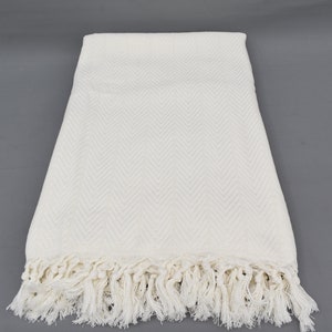 Turkish Blanket ,79x87 inch,Zigzag Towel, Off White Design Turkish Bed Blanket, Blanket, Wedding Blanket, Picnic Blanket,Bedcover Iso-Dml-Pk image 8