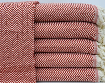 Organic Cotton Blanket, Bedspread, Throws, Turkish Blanket, Throw Blanket, Sofa Blanket, Brick Chevron Blanket, 78"x90" Blanket, Bct-Arrw-Pk