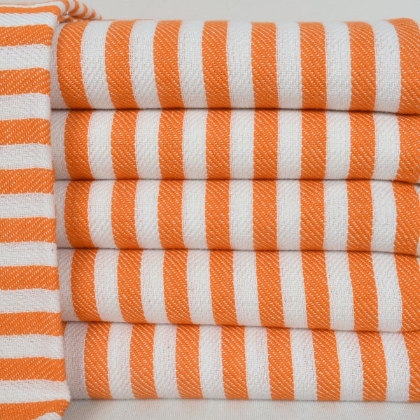 Beach Towel, Turkish Bath Towel, Organic Cotton Towel, Chic Pareo, Wedding Gift Towel,  Orange Striped Towel, 36x70 Bath Towel, Bll-Aksy