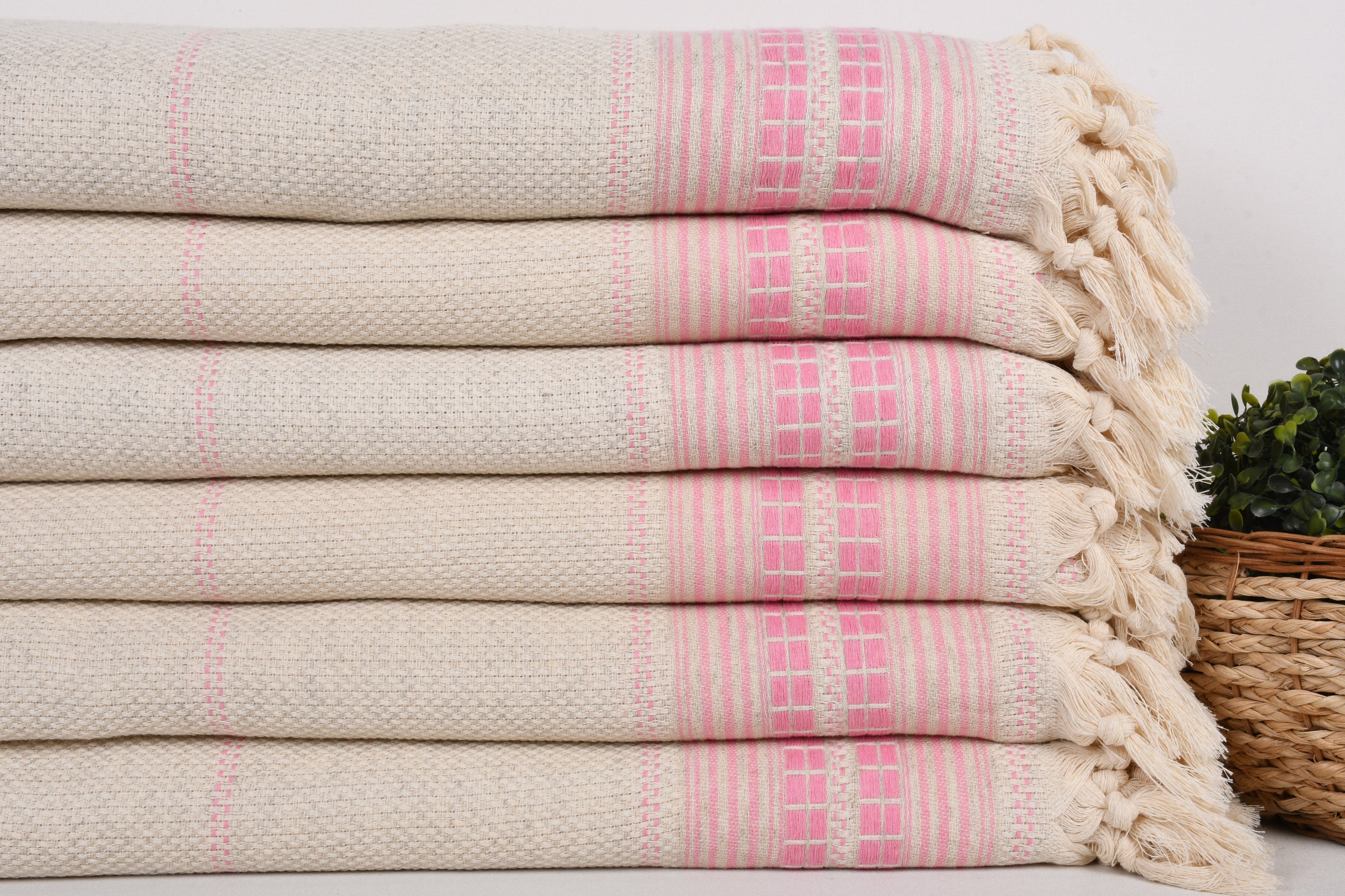 ベッドカバー、トルコ製スローブランケット、ピンクブランケット