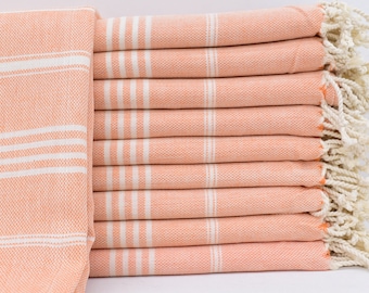 Cotton Towel, Bath Towel, Peshtemal Towel, Turkish Towel 40x70 Orange Turkish Towel Striped Towel Bath Towel Hammam Towels Tkr-Sltn