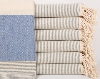Personalized Towel, Bachelorette Towel, Dark Gray-Sax Blue Towel, Striped Towel, 40x71 Inches Personalized Beach Towel Adult,