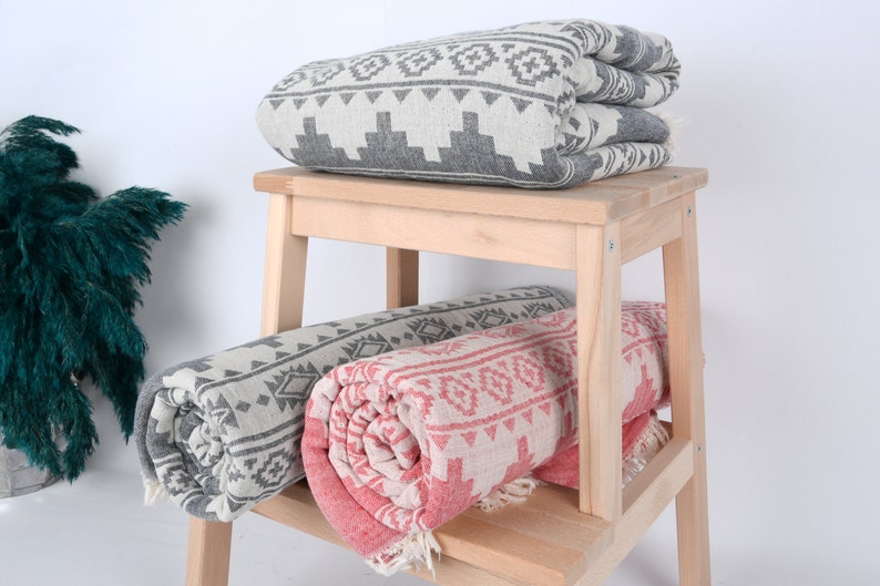 Turkish Blanket, Throw Blanket, Winter Blanket, Kilim Bedspread, 79x87 Inches Cotton Bedspread, Table Cover, Turkey Throw, image 7