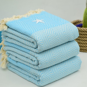 79x90 inches 200x230 cm LARGE THROW BLANKETS,Turquoise Cotton Blanket,Turkish Beach Towel,Chevron Towel,Turkish Beach Blanket Bct-Drm-Pk