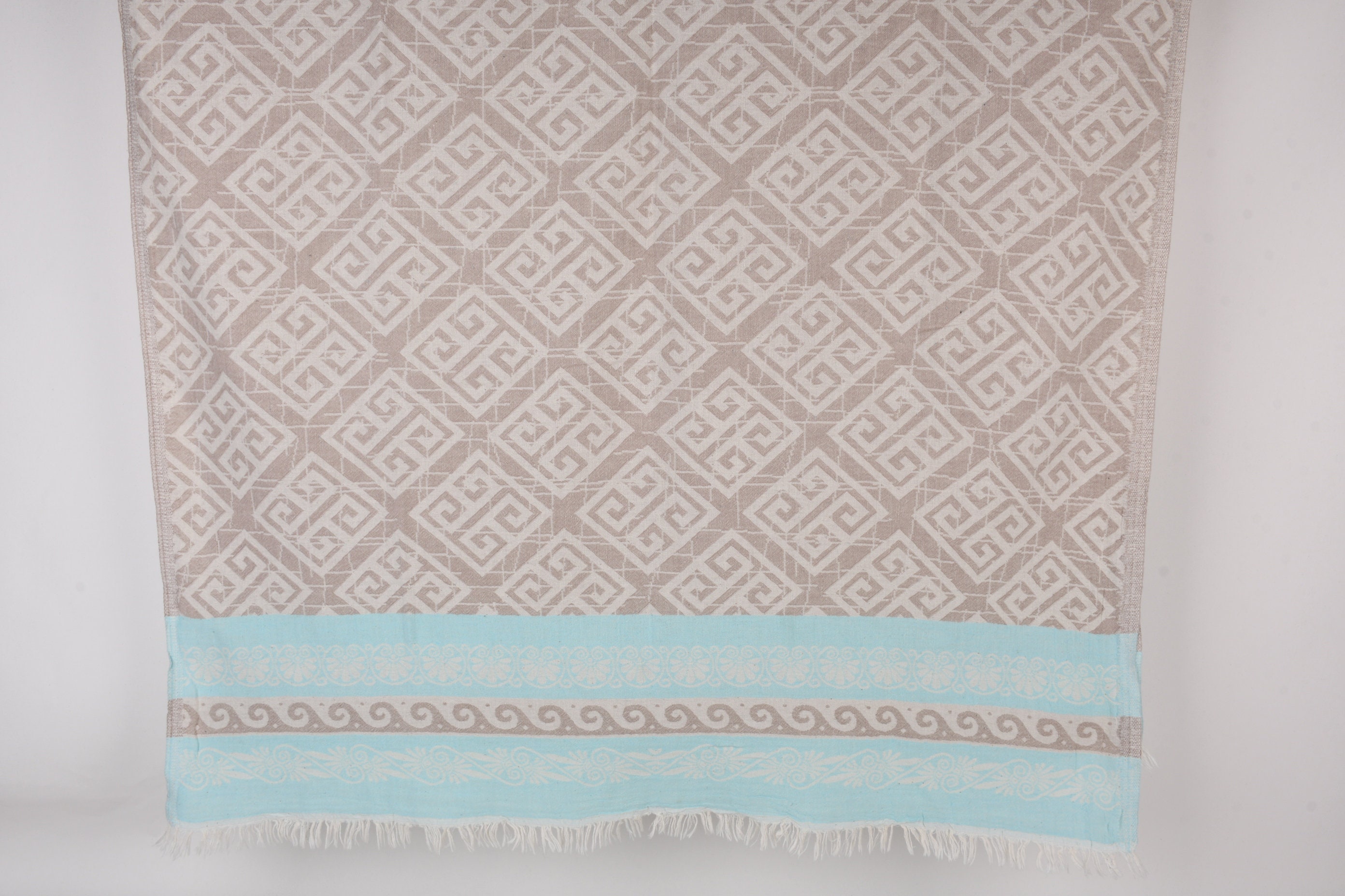 Turkish Towel, Monogrammed Beach Towel, Light Brown-Turquoise Towel, Geometric Towel, Patterned Towel, 36x71 Inches Towel, Beach Towel