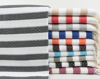 Turkish Towel, Personalizable Towel, Bath Towel, Striped Peshtemal, 36x71 Inches Cotton Peshtemal, Small Blanket, Decor Peshtemal,