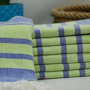 Turkish Towels,Elegance Towels,Handmade Towels,Beach Towel,Zigzag Towel, Blue Towel, Pistachio Green Striped Towels,Organic Towels Mtn-7