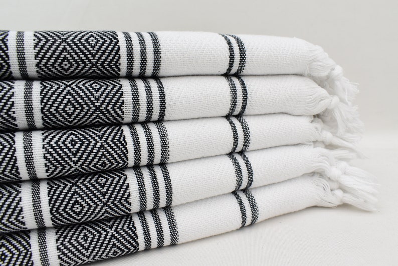 Black and White Turkish Hand Towel 18x40 Head Etsy