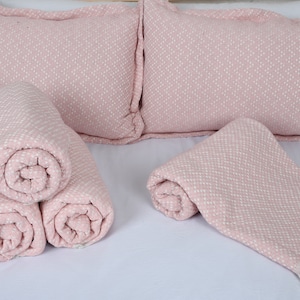 Turkish Bedspread, Turkish Blanket, Bedspread with Pillow Covers, Herringbone Bedspread, 67x75 Inches Wedding Gift Blanket, Couch Blanket