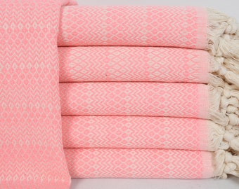 Beach Pareo, Bridesmaid Gift Towel, Turkish Bath Towel, Fouta, Organic Cotton Towel, Pink Chevron Bath Towel, 40x70 Bath Towel, Yrm-NlZkzk
