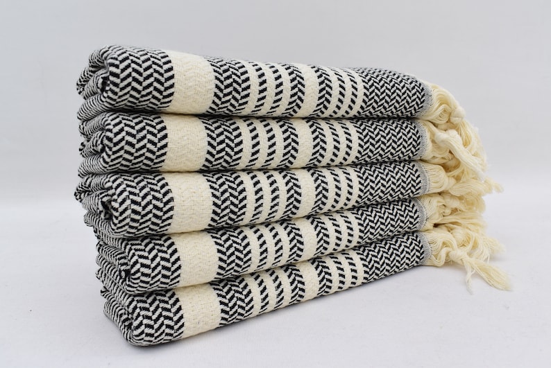 Black Hand Towel Turkish Hand Towel Herringbone Towel Hand Etsy