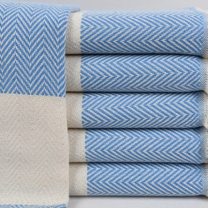 Pool Towel, Turkish Towel, Wedding Gift Towel, Bath Towel, Cotton Towel, Blue Towel, Herringbone Design Towel, 40"x66" Towel, Yrm-Blksrt