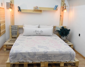Bedspread, Ocean Turkish Blanket, Throw Blanket, 150x210 cm-60x82 inches, Beach Blanket, Home Decor Blanket, Picnic Blanket Bll-Dnz-Pk