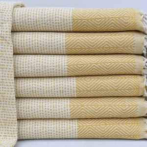 Sauna Towel, Turkish Bath Towel, Sarong, Pareo Peshtemal, Body Towel, Mustard Bath Towel, Diamond Design Towel, 40&quot;x70&quot; Bath Towel, Iso-Nfs