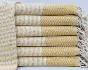 Sauna Towel, Turkish Bath Towel, Sarong, Pareo Peshtemal, Body Towel, Mustard Bath Towel, Diamond Design Towel, 40&quot;x70&quot; Bath Towel, Iso-Nfs