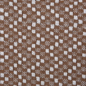 May include: Brown and white checkered fabric with a woven texture.