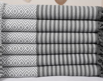 Sofa Blanket, Turkish Bedspread, Diamond White Bedcover, 79x103 Inches Bed Cover, King Size Throw, Couch Throw, Curtain Bedspread,