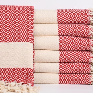 Beach Towel, Turkish Bath Towel, Diamond Red Towel, 40x71 Inches Turkish Towel for Gift, Pareo Peshtemal, Fitness Peshtemal,