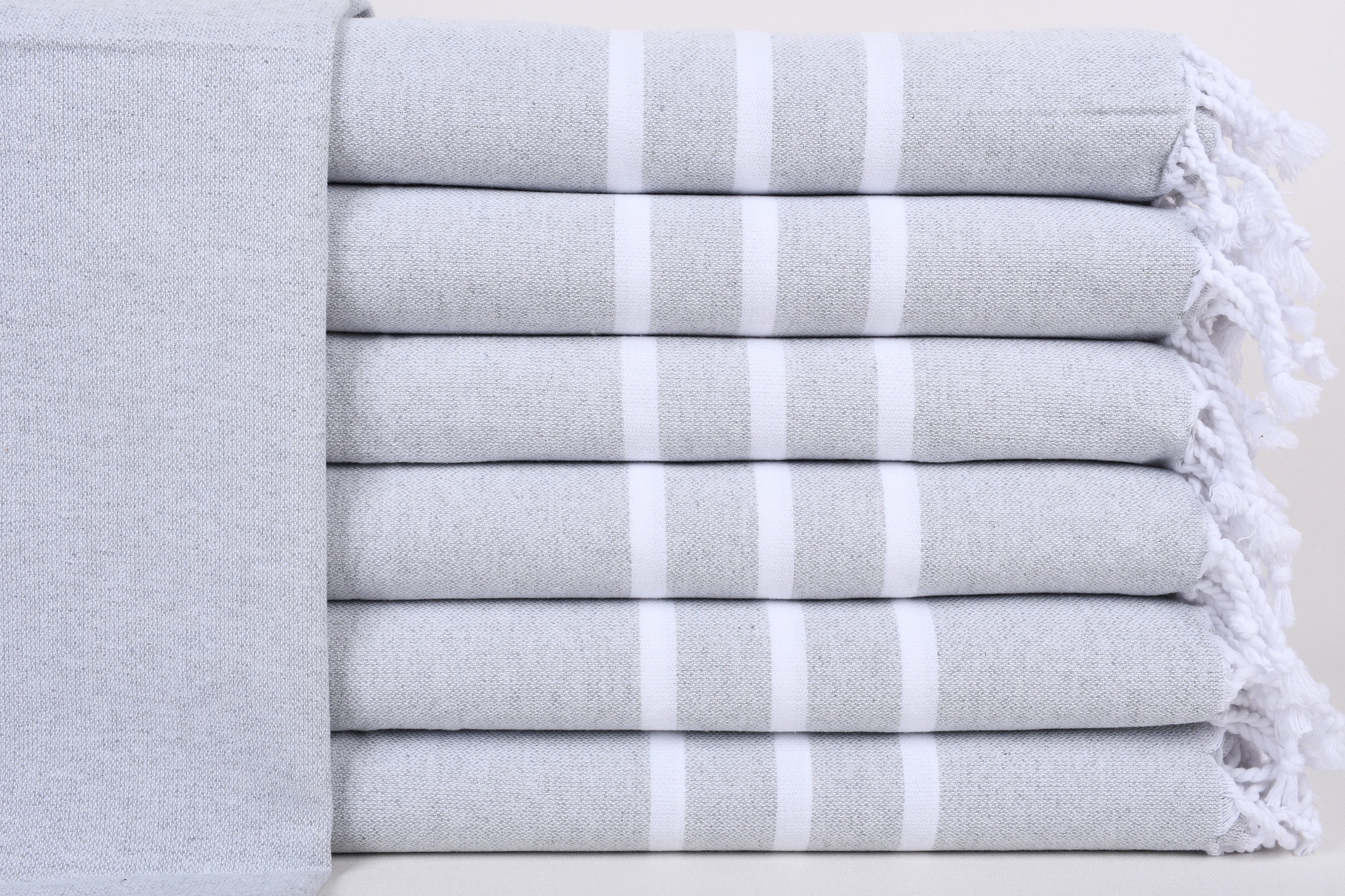 2ct Ticking Stripe Kitchen Towel Set Dark Gray/cream - Hearth