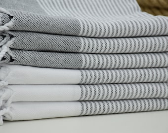 Turkish Grey Hand Towels for Bathroom Set of 4 - 18 X 40 inches