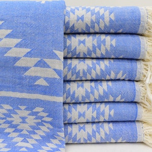 Turkish Hand Towel, Small Towel, 24x40 , Cotton Towel, Aztec Hand Towel, Blue Hand Towel, Kitchen Towel, Tea Towel,Dish Towel Bll-Klm-Pshkr