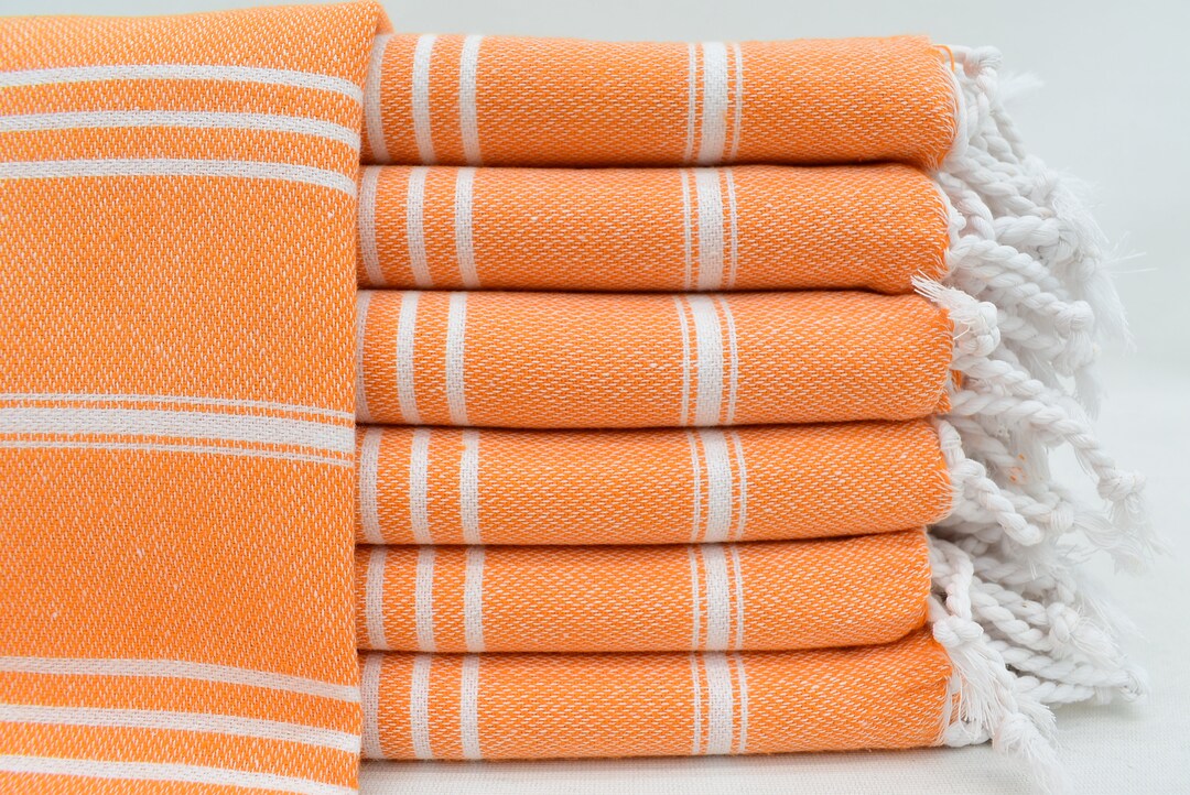 Orange Hand Towel, Turkish Hand Towel, Tea Towel, Kitchen Towel, 24x36