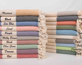 Personalized Towels, Organic Turkish Towel, Personalized Gift for Speacial Days, Embroidered Towel, Beach Towels, Bridal Shower Gift