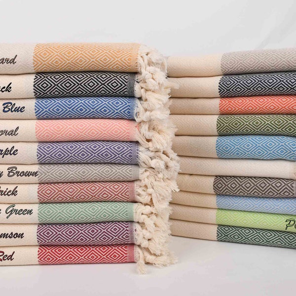 Serviettes personnalisées, serviette turque biologique, cadeau personnalisé pour les jours spéciaux, serviette brodée, serviettes de plage, cadeau de douche nuptiale