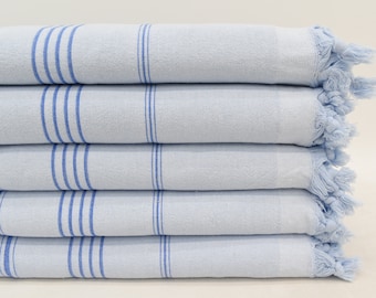 Blue Handwoven Turkish Towels, 36x67, Decorative Bath Towel, Towel, Cotton Beach Towel, SOFT Terry Towel, Wedding Gift Towel Bll-SltnTrry