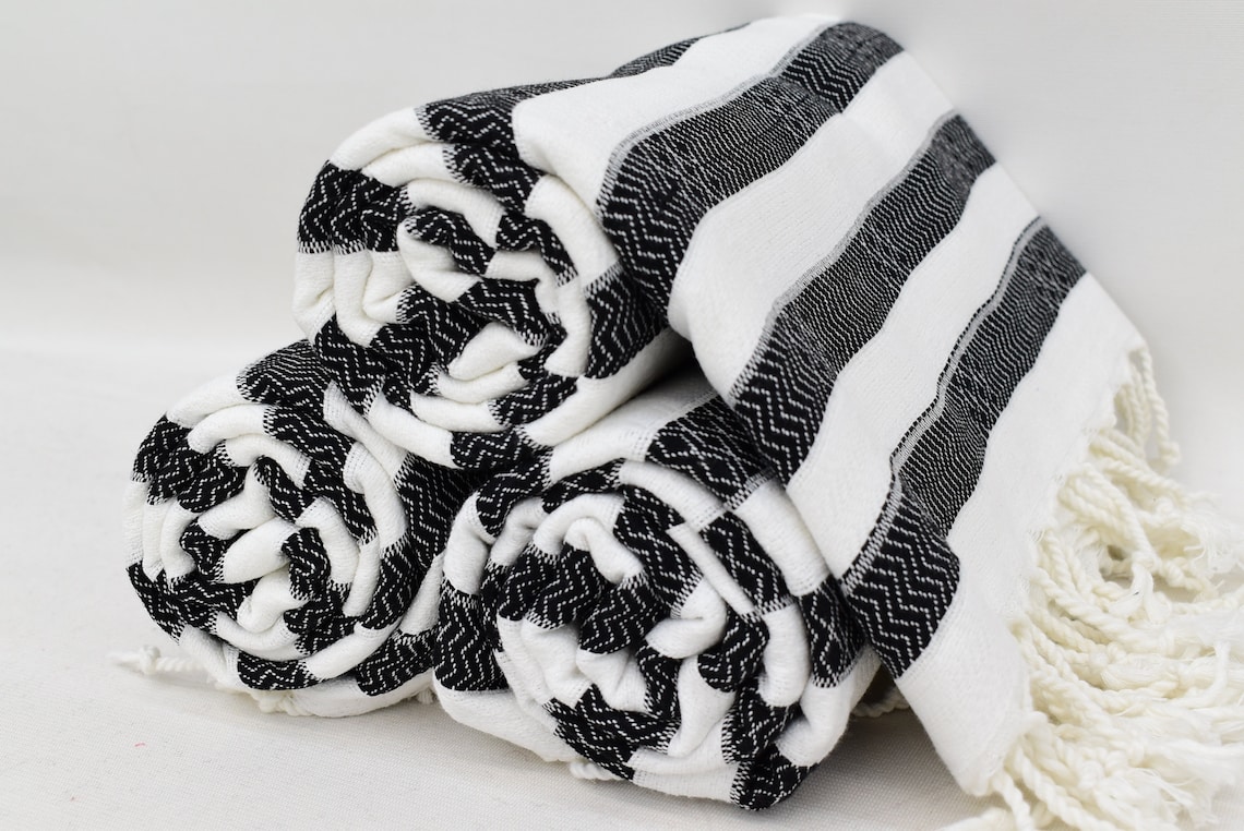 Black Turkish Towel Turkey Towel 40x70 Towel Turkish Beach Etsy