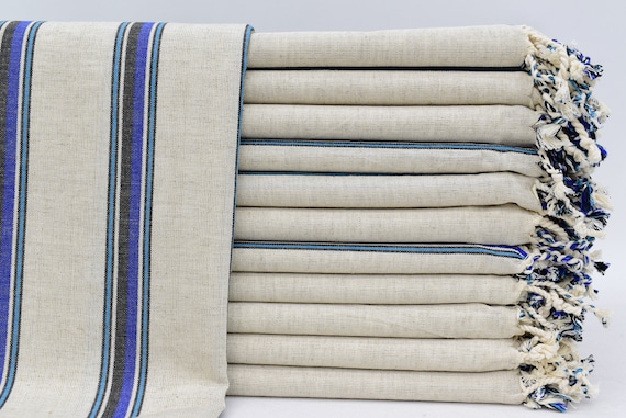 Turkish Towel Turkey Towel Organic Cotton Towel 40x80 Beige and Sax Blue Turkish Towel Towel tablecloth bath Towel towel Tkr lena Etsy