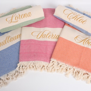 Personalized Towel, Bridesmaid Gift, Wedding Gift, Beach Towel, Bridal Gifts, Bachelorette Party Favors, Turkish Beach Towel, Gift For Her