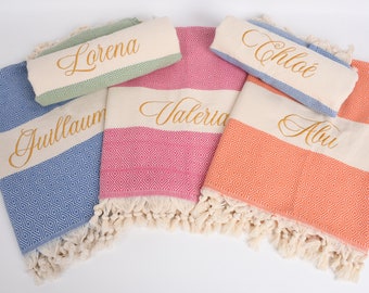 Personalized Towel, Bridesmaid Gift, Wedding Gift, Beach Towel, Bridal Gifts, Bachelorette Party Favors, Turkish Beach Towel, Gift For Her