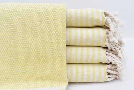 Light Yellow Turkish Beach Towel, Organic Cotton Towels