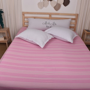 Large Towel, Wholesale Blankets, Pink Bedspread, Striped Bedspread, 71x95 Inches Bridesmaid Gift, Turkish Throw, King Size Blanket,