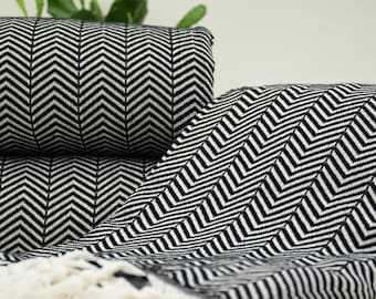 Blanket, Turkish Blanket Towel, Bed Cover , Table Cover,  Throw Blankets Handmade Cotton Black Blanket  Wedding Code Bct-Arrw-Pk